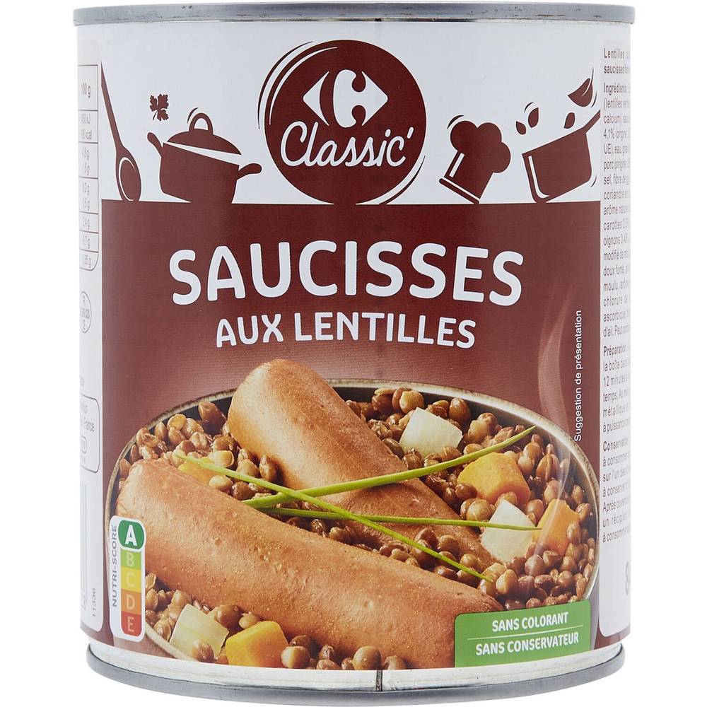 Carrefour Classic' - Plat cuisiné saucisses grillée (840g)