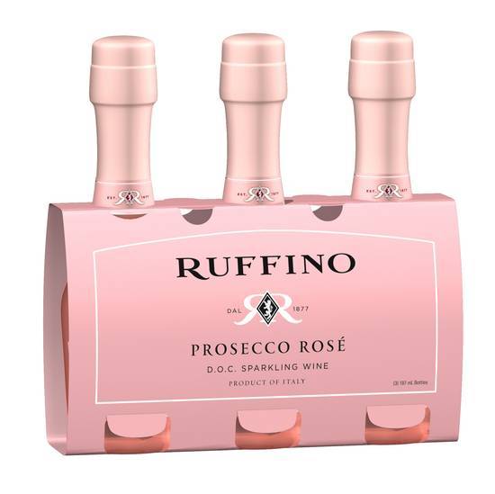Ruffino Prosecco Doc Italian Rose Sparkling Wine (3x 187ml bottles)