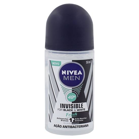 Nivea desodorante roll on invisible men black & white (50 ml)