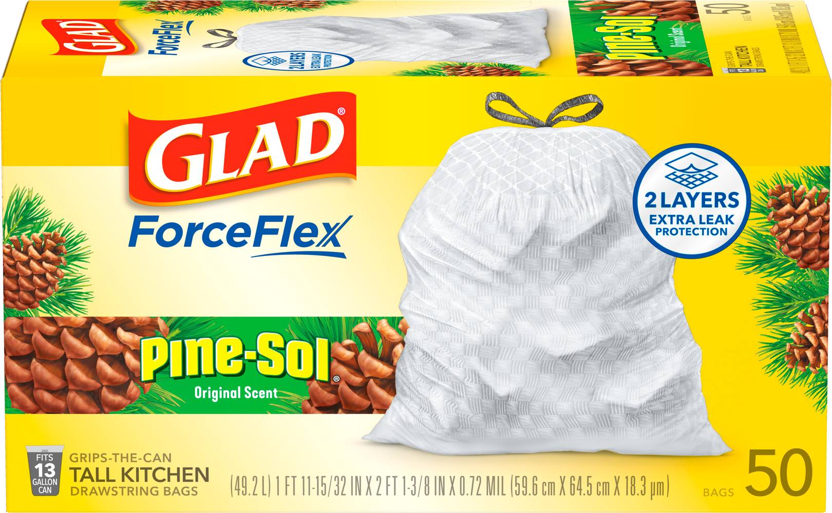 Glad Forceflex Tall Kitchen Drawstring Trash Bags