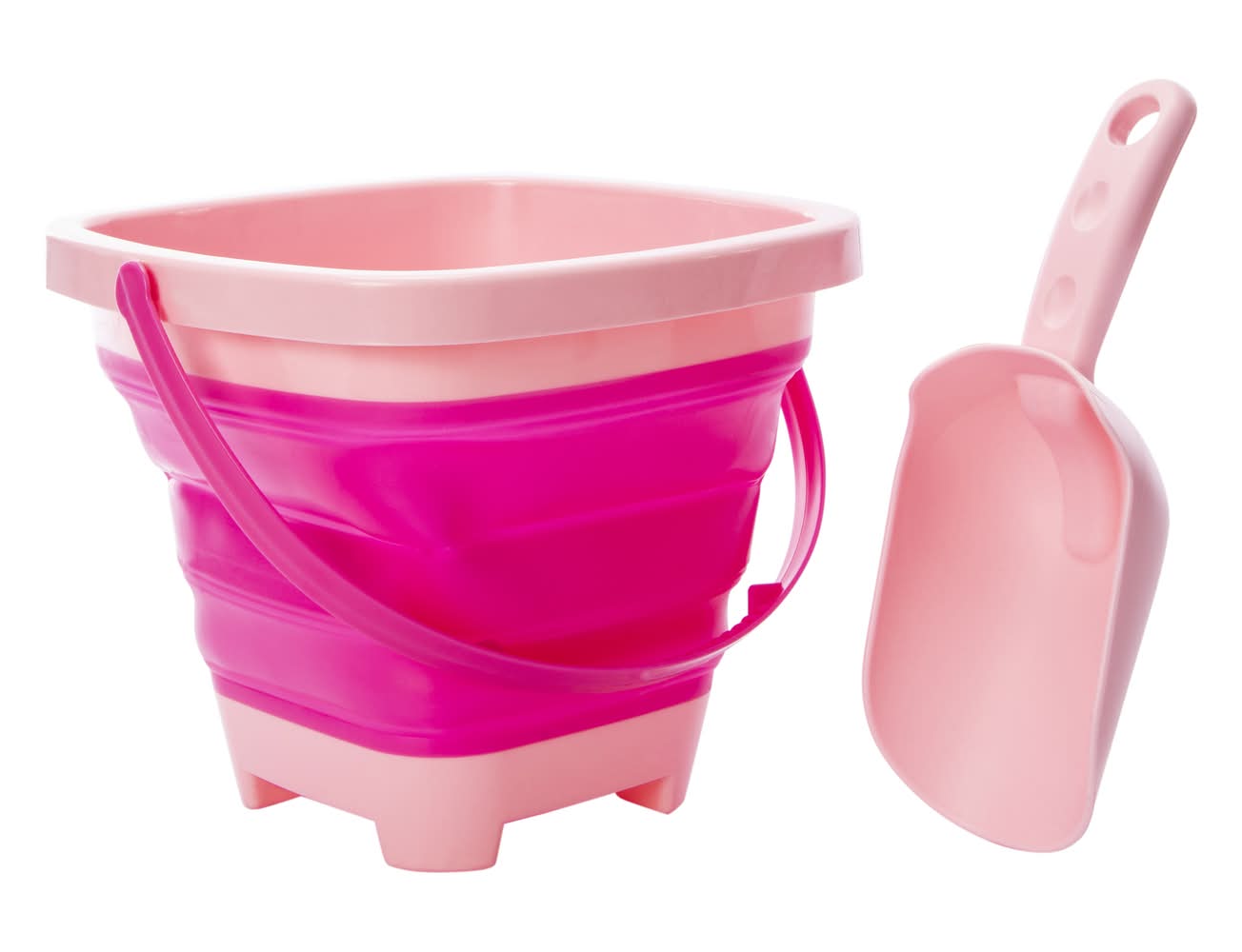 Collapsible Bucket With Shovel 8.5in x 6in Pink