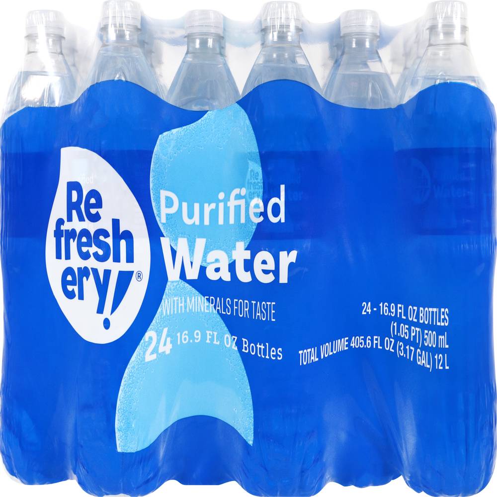 Refreshery Purified Water Bottles - 16.9 fl oz, 24 pk