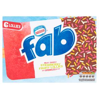 Fab Strawberry Ice Lollies 6x58ml