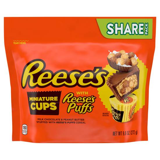 Reese's Puffs Cereal Stuffed Miniature Cups Candy (milk chocolate & peanut butter)