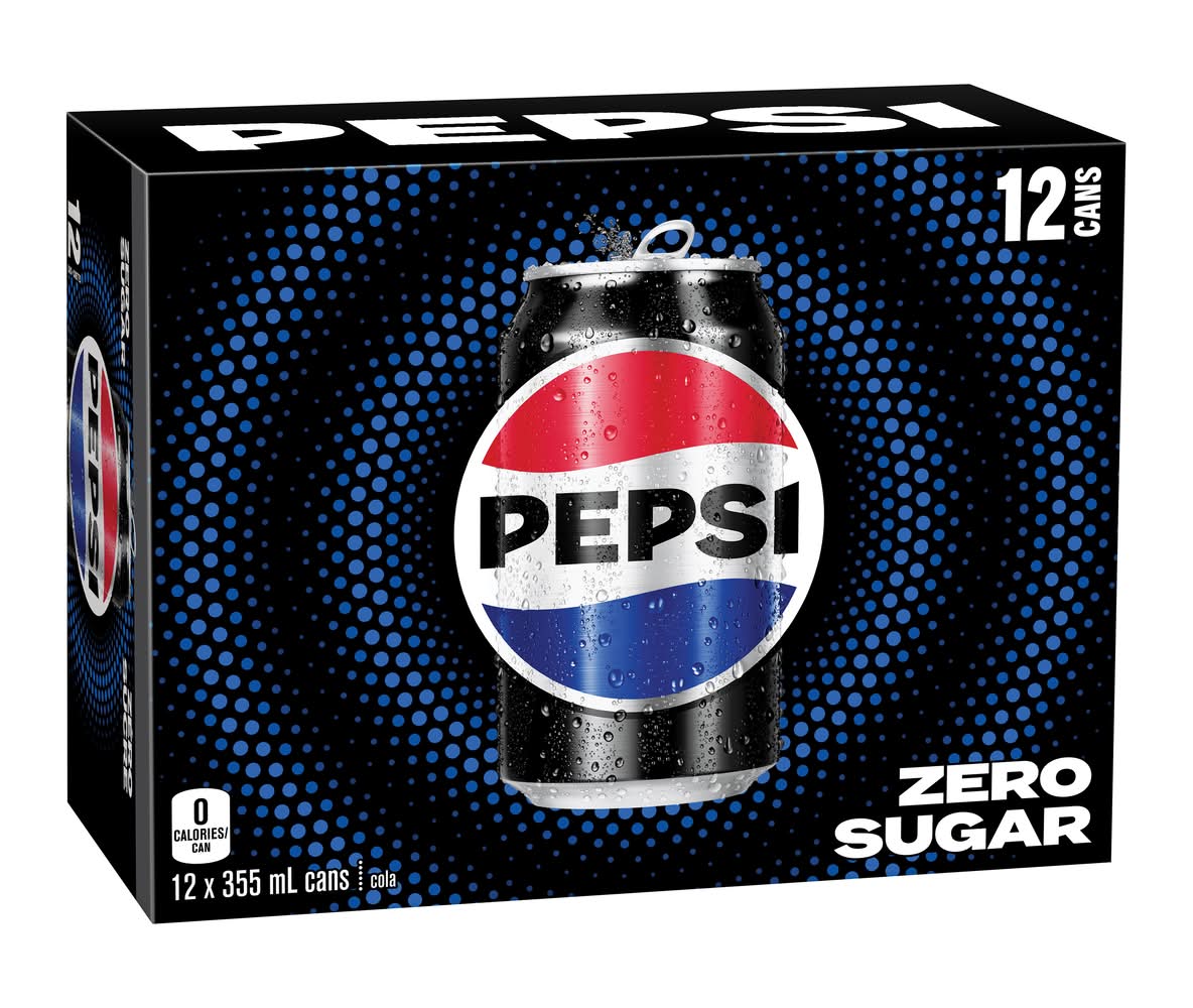 Pepsi boisson gazeuse zéro sucre - zero sugar soft drink (12 pièces, 355 ml)