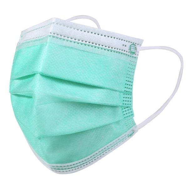 Kata 3-ply Pleated Disposable Children's Face Masks, One Size, Green, Box Of 50 Masks