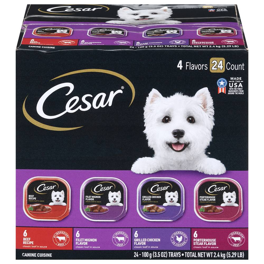 Cesar Classic Loaf in Sauce 4 Flavors Canine Cuisine (24 ct)