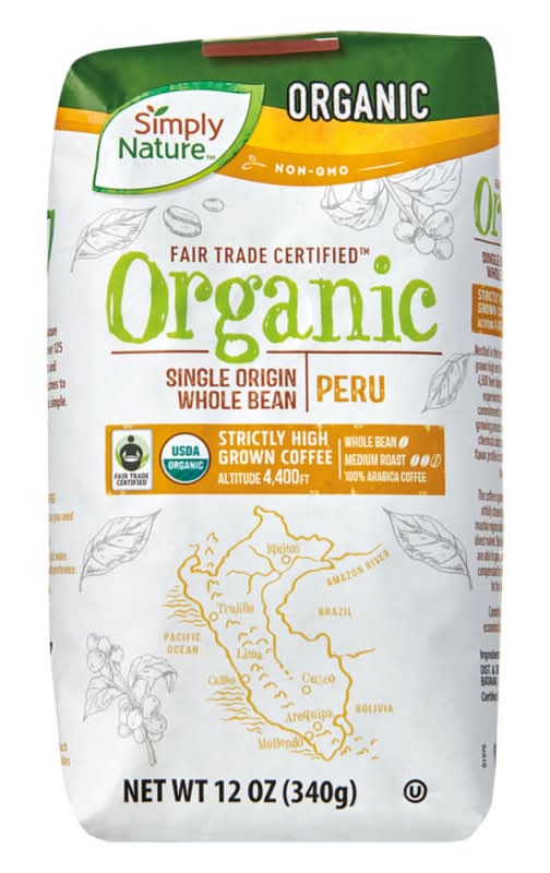 Simply Nature Organic Single Origin Whole Bean Coffee, Peru (12 oz)