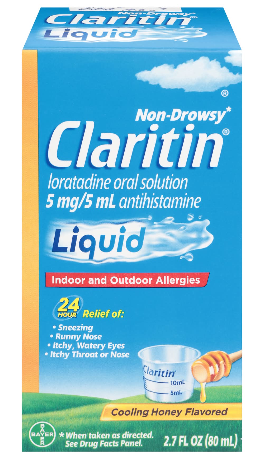 Claritin Antihistamine Oral Solution 5 mg Liquid Syrup, Cooling Honey (2.7 fl oz)