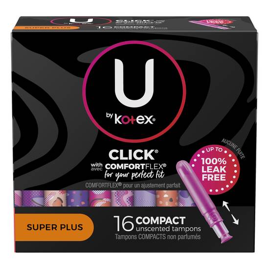 U By Kotex Click Super Plus Unscented Compact Tampons (16 ct)