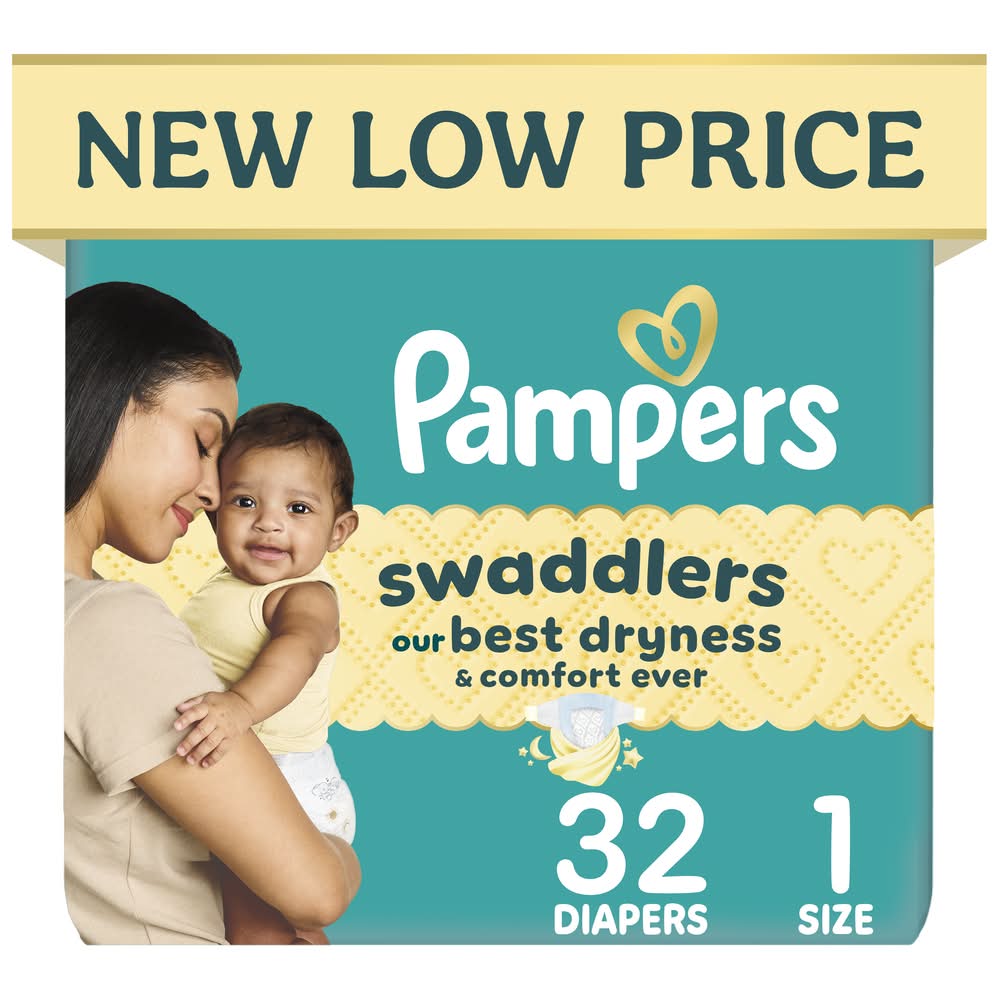 Pampers Swaddlers Diapers, 1 (1.5 lbs, 32 ct)