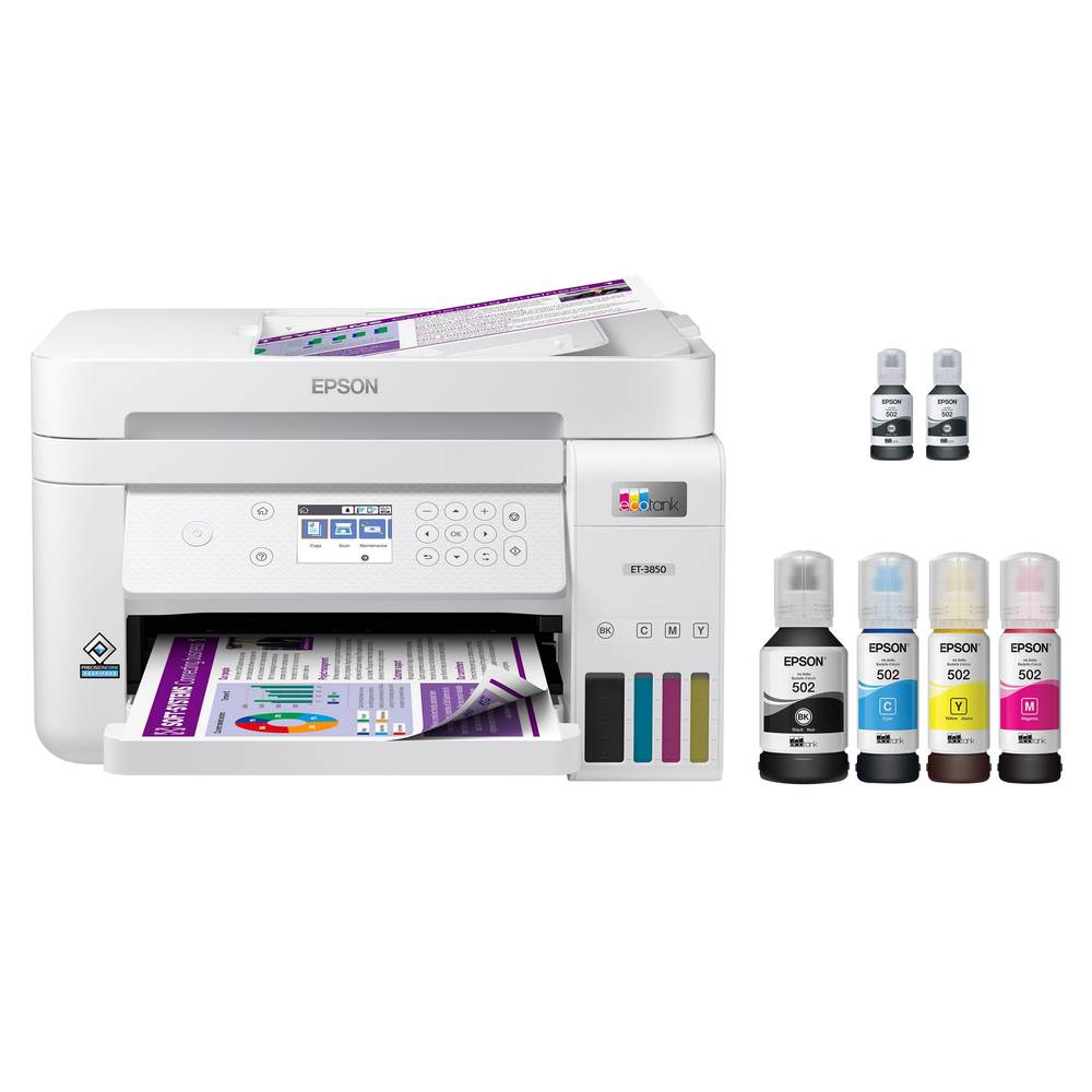 Epson Ecotank Et-3850 All-In-One Special Edition Printer With Two Bonus Black Ink Bottles