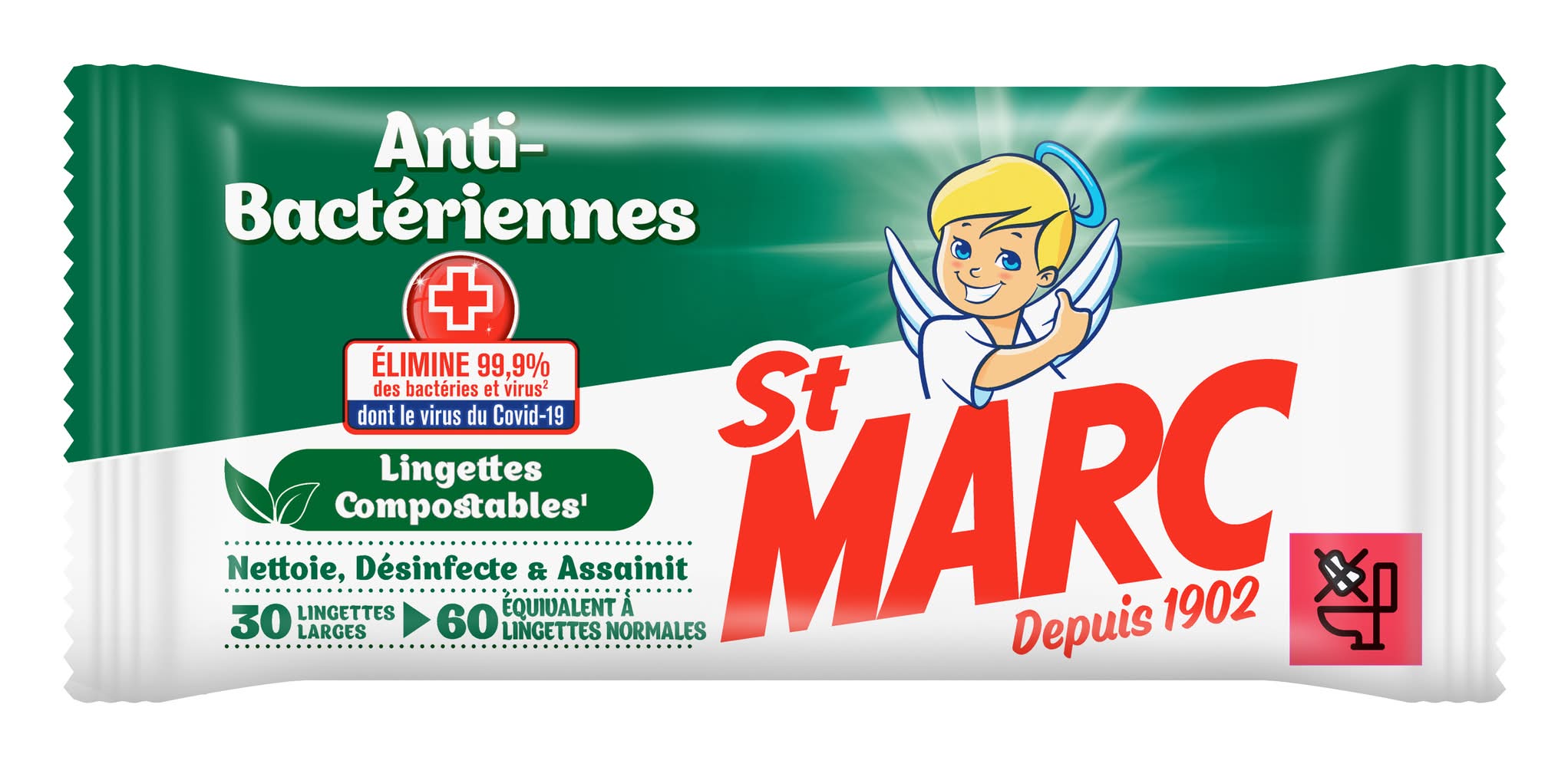 St Marc - Lingettes désinfectantes antibactériennes pour la maison (90)