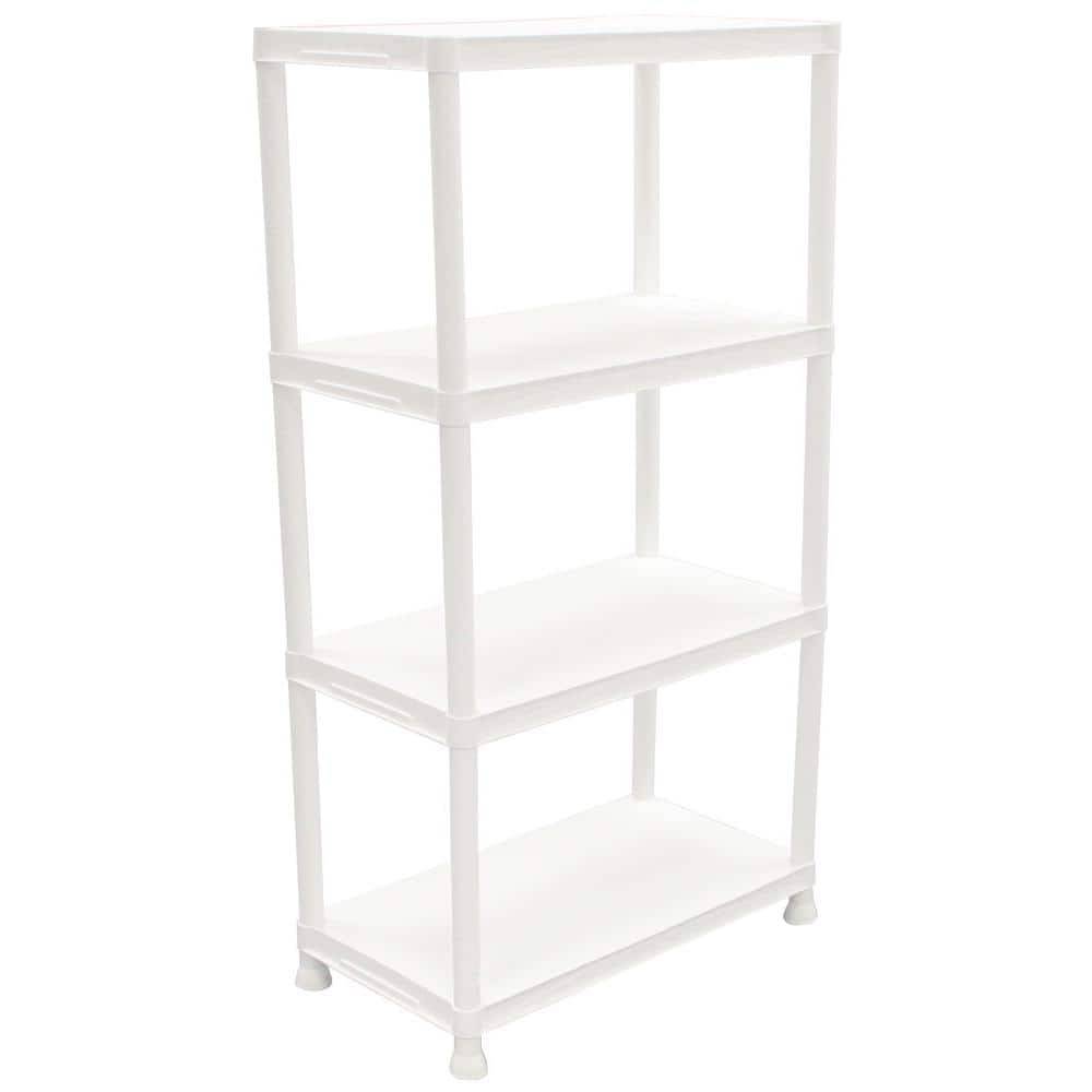 Hdx 4-Tier Easy Assembly Multi-Purpose Plastic Garage Storage Shelving Unit In Gray (28 In. W X 52 In. H X 15 In. D)