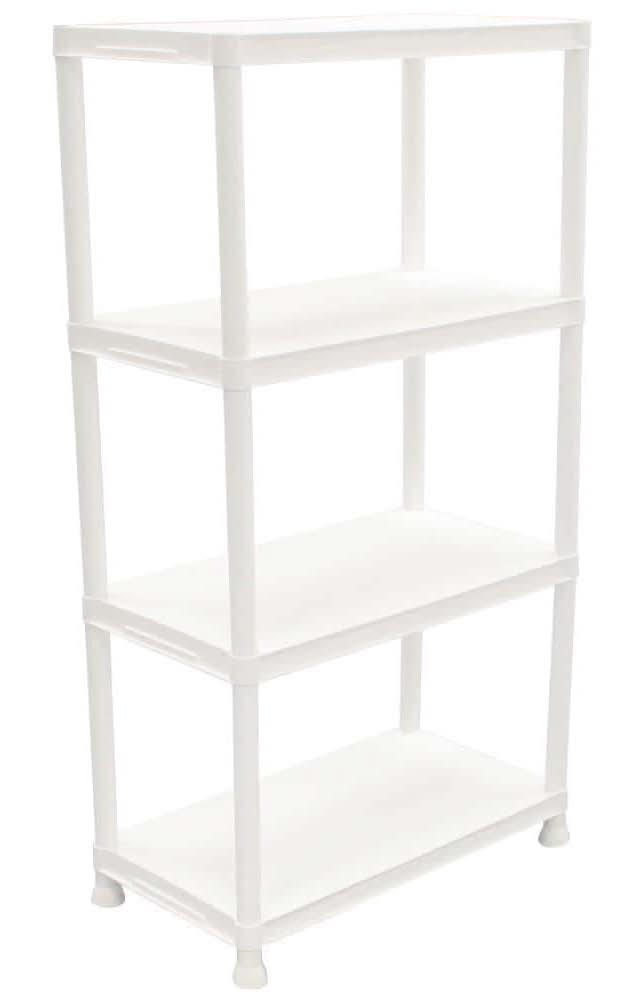 Hdx 4-Tier Easy Assembly Multi-Purpose Plastic Garage Storage Shelving Unit In Gray (28 In. W X 52 In. H X 15 In. D)