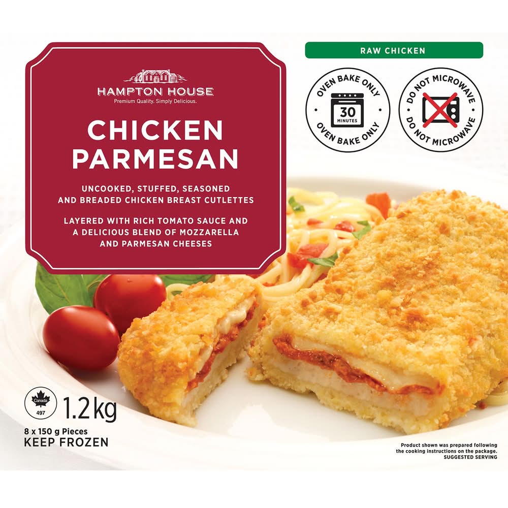 Poulet Parmesan 10 8X150G Hh 1.2Kg 9T3H P270 / Hampton House Frozen Chicken Parmesan, 1.2 Kg