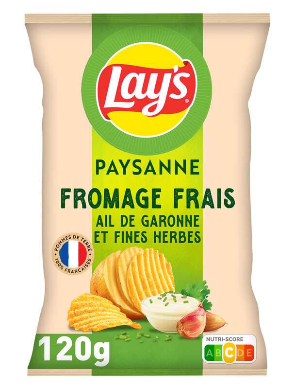 Lay's - Chips paysanne saveur fromage frais, ail de Garonne et fines herbes - Le sachet de 120g