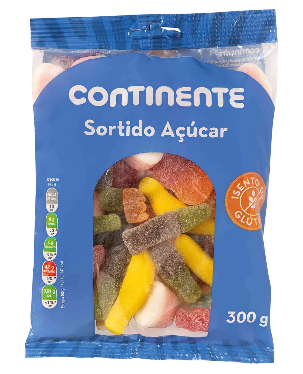 Gomas Sortido Açúcar sem Glúten Continente Infantil (emb. 300 gr)
