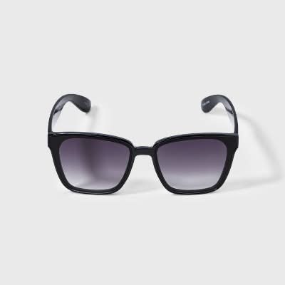 Universal Thread Shiny Plastic Square Sunglasses With Gradient Lenses, Women, Black