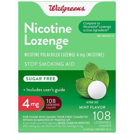 Walgreens Nicotine Polacrilex Sugar Free 4mg Lozenges (mint)