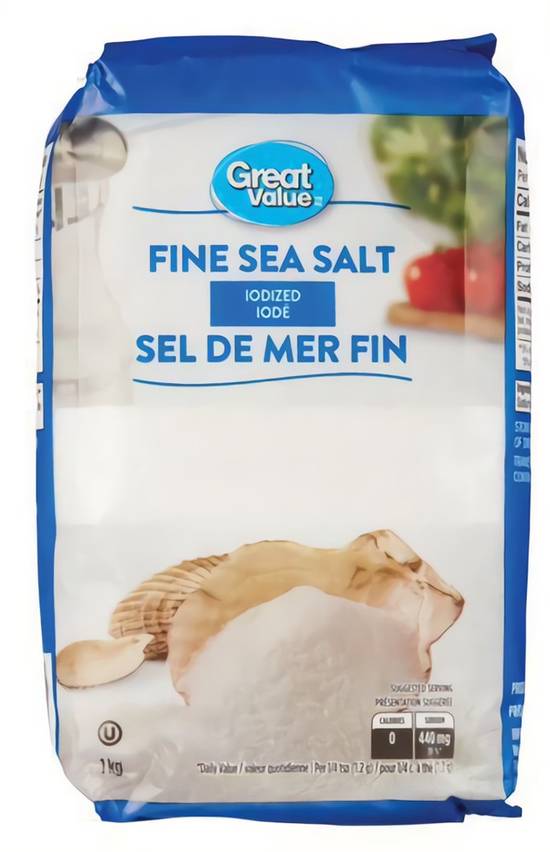 Great Value Iodized Fine Sea Salt (1 kg)