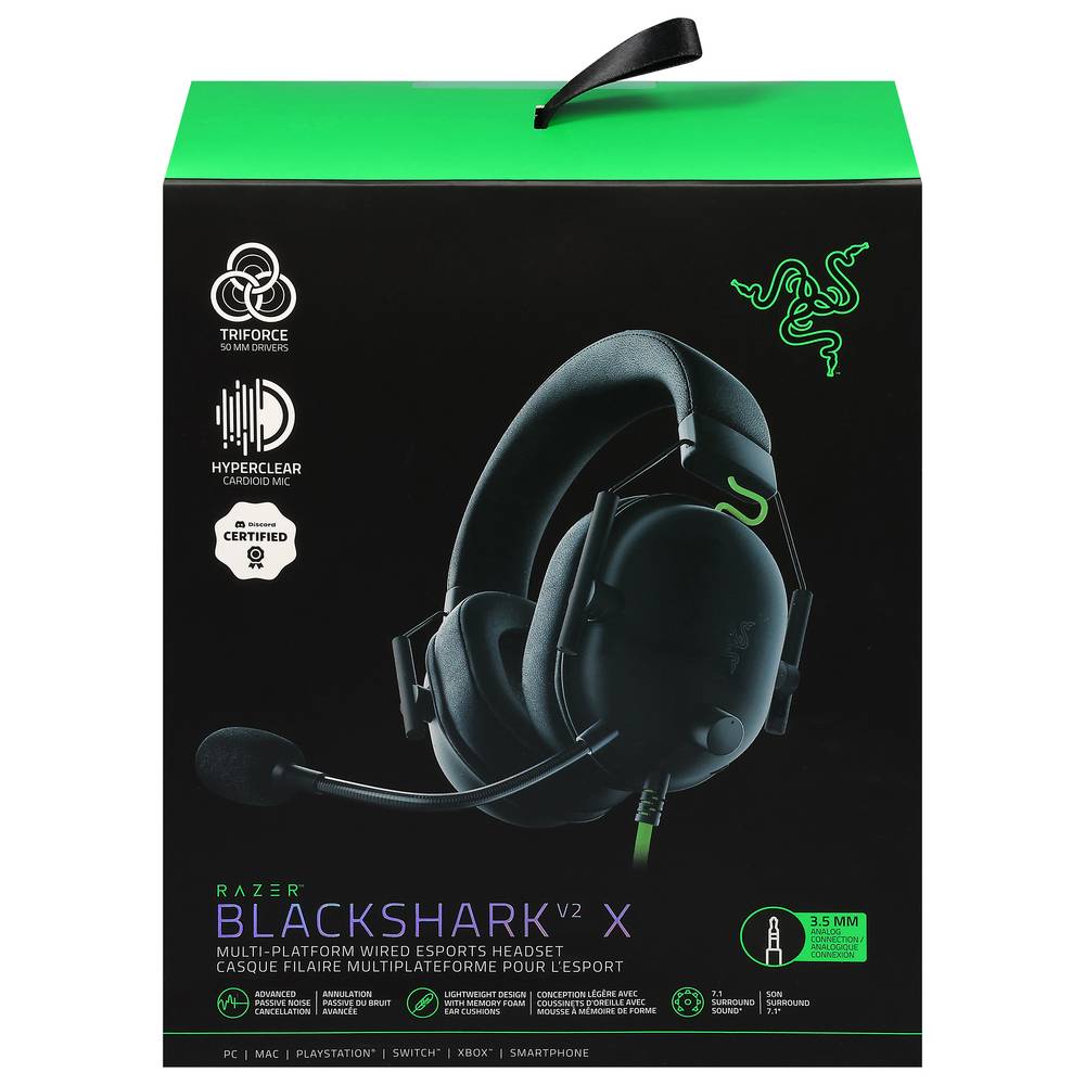 Razer Blackshark V2 X Noise Canceling Surround Sound Over-The-Ear Esports Gaming Headset