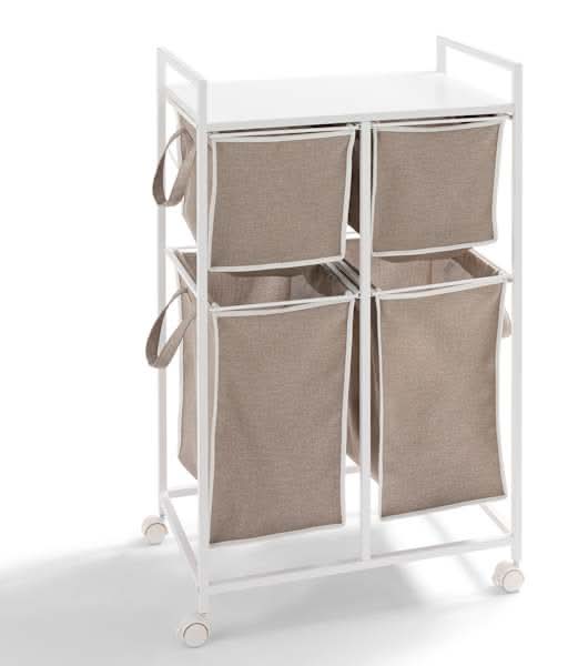 REAL SIMPLE Rolling 4-Compartment Laundry Sorter with Removable Bags Hamper