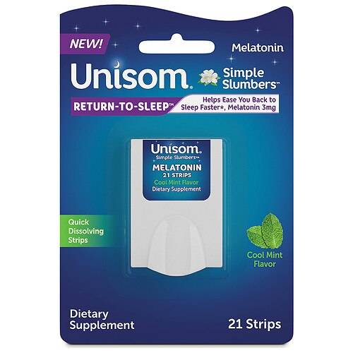 Unisom Simple Slumbers Return-to-Sleep Dissolving Strips, Melatonin 3 mg Mint - 21.0 ea