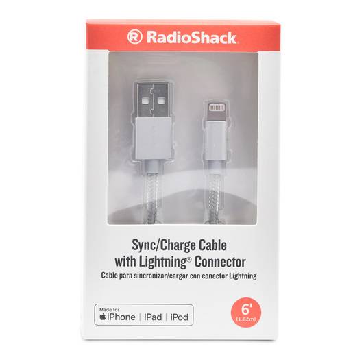 Radioshack cable lightning tela plata (caja 1 pieza)