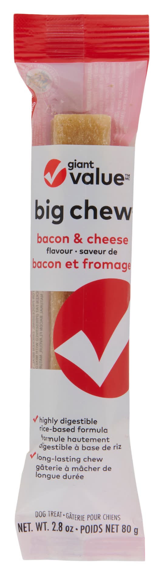 Giant Value Big Chew Bacon and Cheese Bone Dog Treat (80 g)