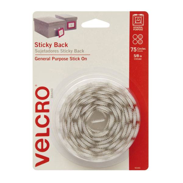 Velcro Sticky Back Fasteners Coins 5/8 White (75 ct)
