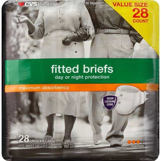 CVS Health Fitted Briefs Maximum Absorbency, 28 CT