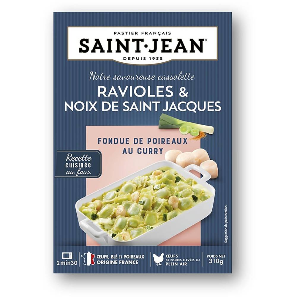 Saint Jean - Plat cuisiné cassolette ravioles noix de st jacques, fondue de poireaux au curry (310g)