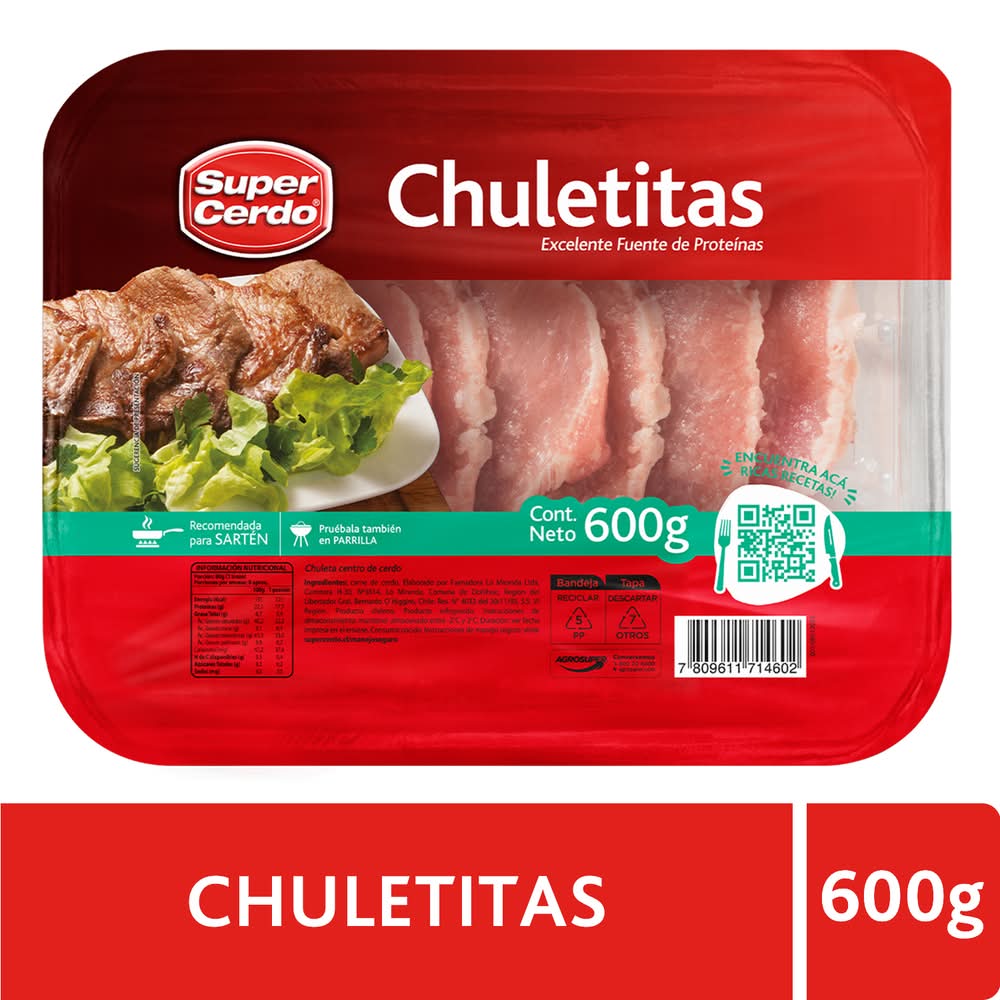 Súper Cerdo · Chuletitas de cerdo (600 g)