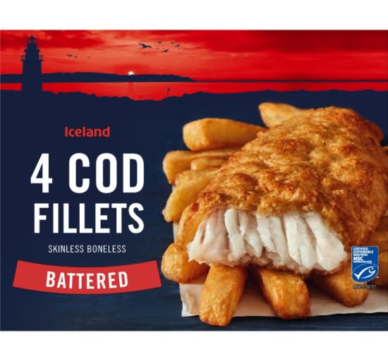 Iceland Battered Cod Skinless Boneless Fillets (4 pack)