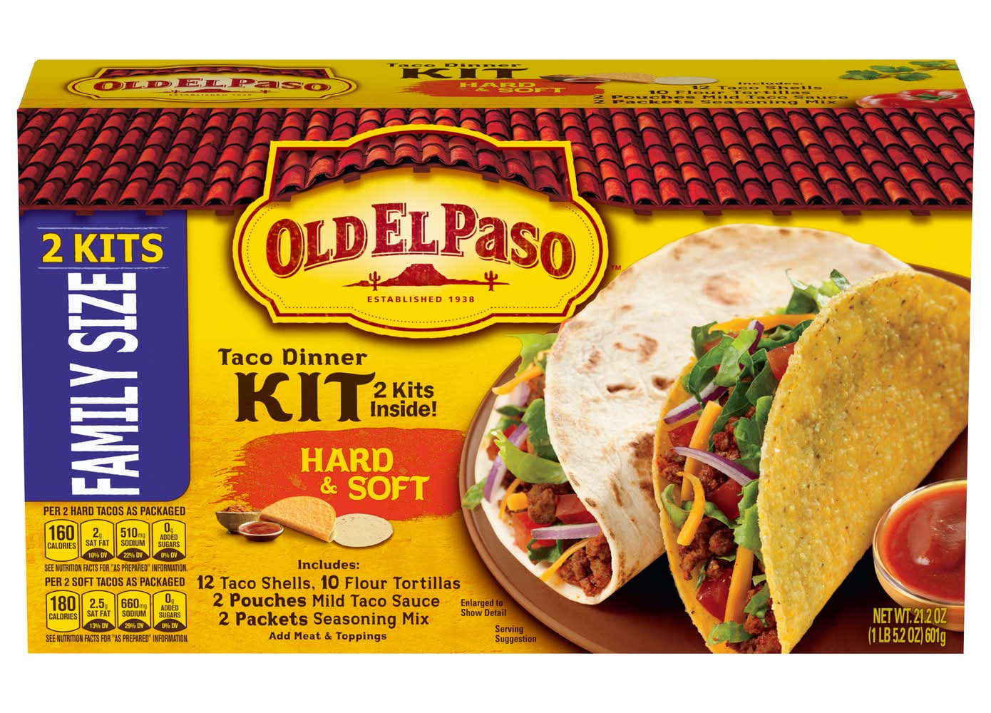 Old El Paso Hard & Soft Taco Dinner Kit Family Size (21.2 oz, 2 ct)
