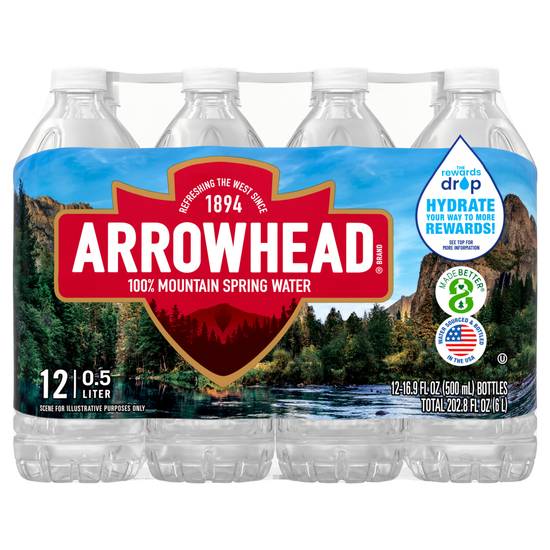 Arrowhead 100% Mountain Spring Water (12 ct, 16.9 fl oz)