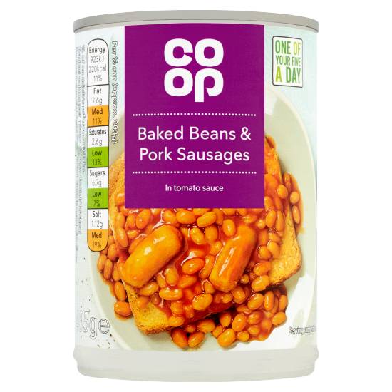 Co-Op Baked Beans & Pork Sausages in Tomato Sauce 405g