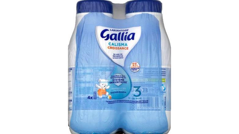 Gallia Croissance 3, à partir de 12 mois Les 4 bouteilles de 500ml