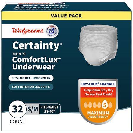 Walgreens Certainty Men's Comfortlux Underwear Small/Medium