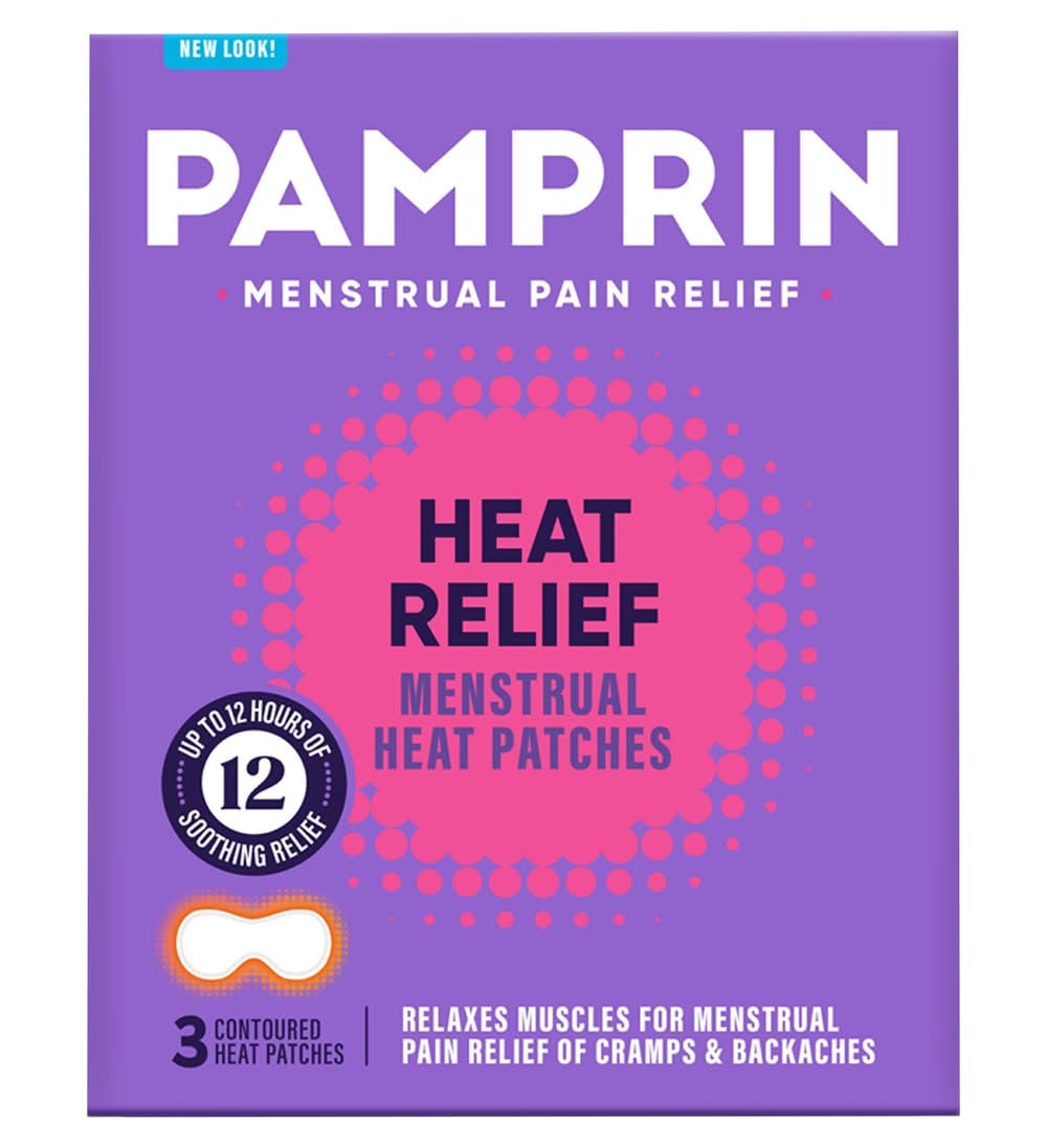 Pamprin Heat Relief Pain Relief Menstrual Patches Of Cramps and Backaches (3 ct)