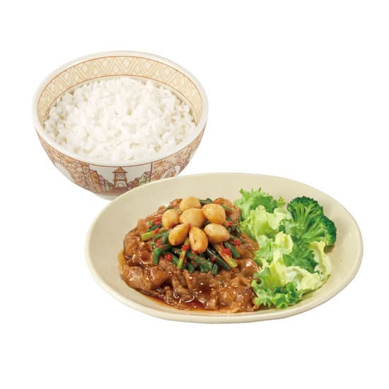 ダブルニンニク牛カルビ焼肉定食(ごはん大盛)　Grilled Beef Galbi Bento w/ Chili Garlic Sprout & Fried Garlic(Rice L)