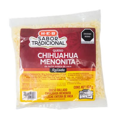 H-E-B · Queso chihuahua menonita rallado (500 g)