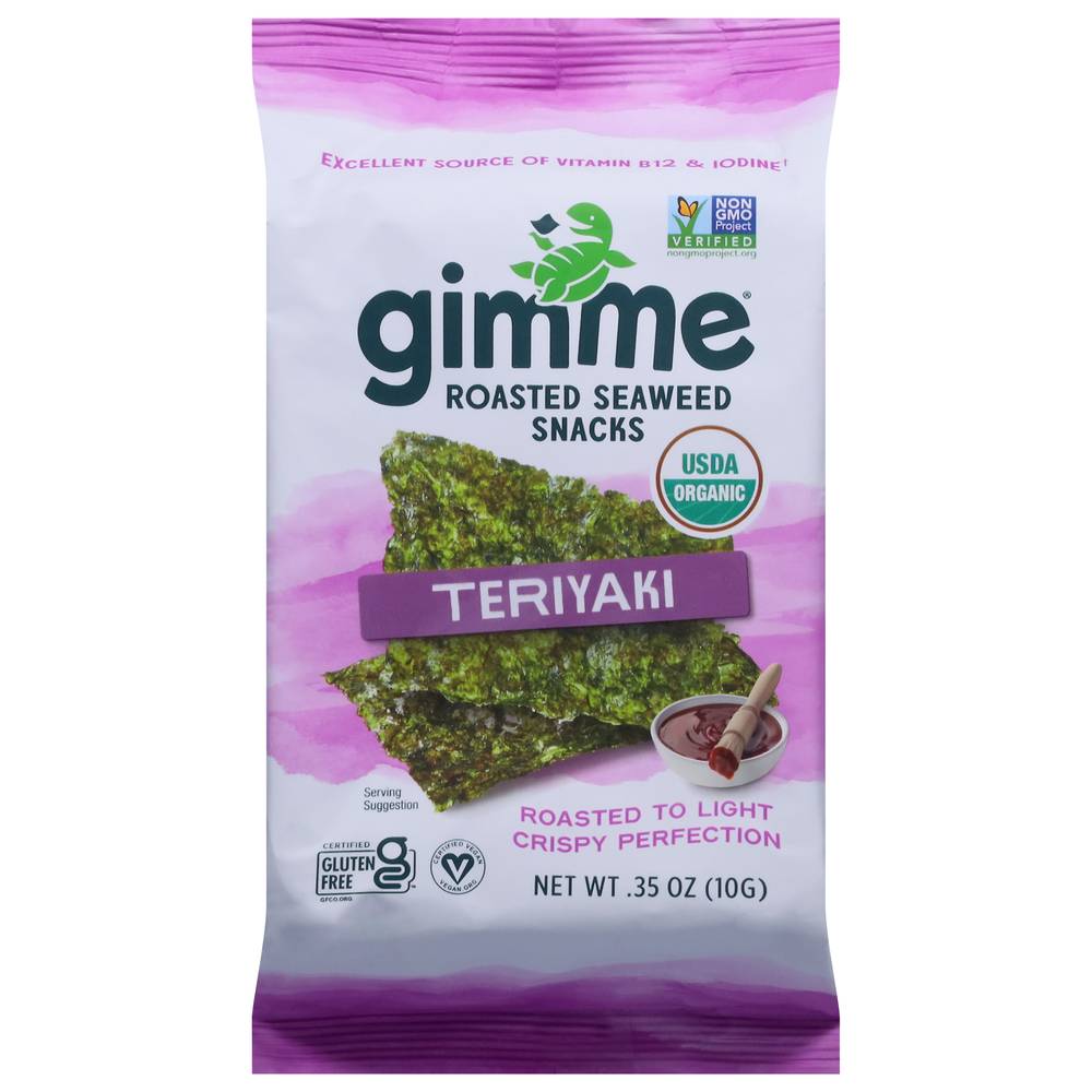 Gimme Organic Premium Roasted Seaweed Snacks, Teriyaki (0.35 oz)