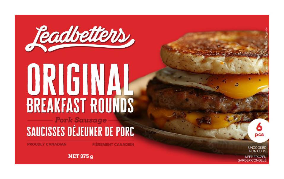 Rondines de déjeuner au porc Leadbetters Original, emb. de 6 / Leadbetters Original Pork Breakfast Rounds, 6-Pack