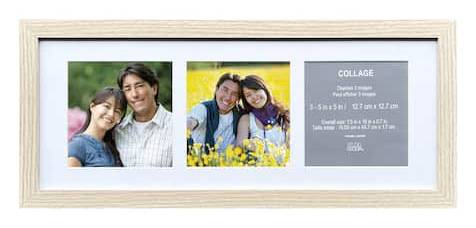 3 Opening 5" X 5" Natural Woodgrain Collage Frame With Mat By Studio Decor