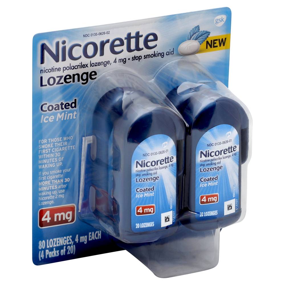 Nicorette Nicotine Polacrilex 4mg Stop Smoking Aid Ice Mint