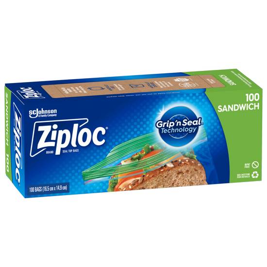 Ziploc Resealable Food Storage Sandwich Bags 100 pack