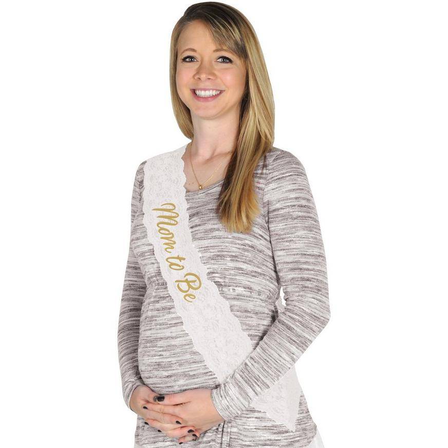 Party City Mom To Be Lace Sash, 4"x30"