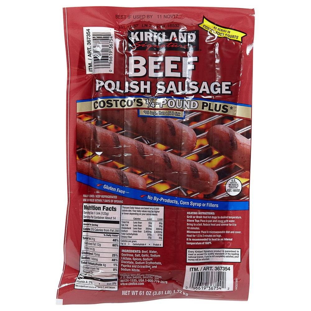 Kirkland Signature Beef Polish Sausage (61 oz)